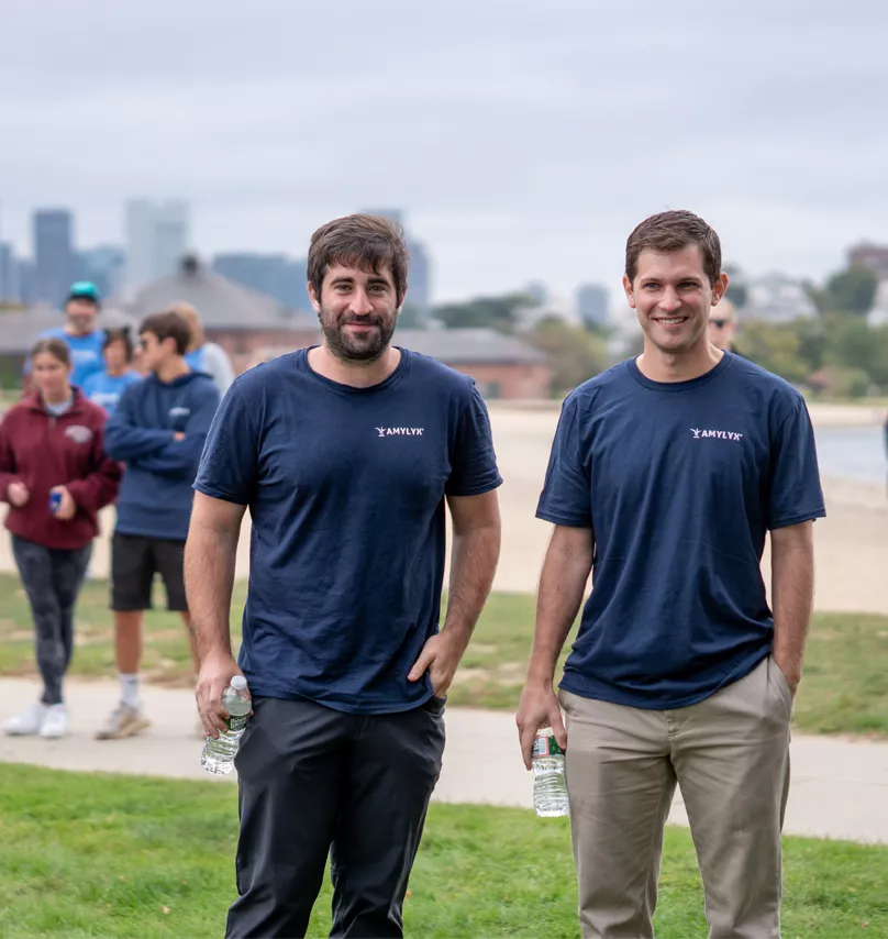 Amylyx co-CEOs Josh Cohen and Justin Klee at an ALS community walk.